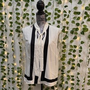 White House Black Market White and Black Blouse